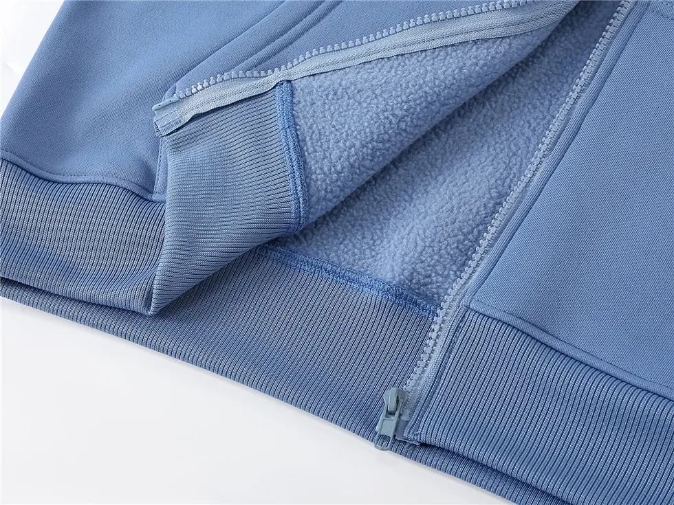 Unisex Custom 350GSM Blank Oversized Custom Logo Sweatshirts Warm Full Zip up Fleece Hoodie