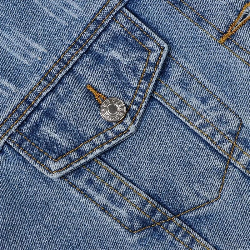 Women's Cropped Jeans Jacket Denim Fringed Short Coats for Women Autumn Holes Vintage Casual Jackets