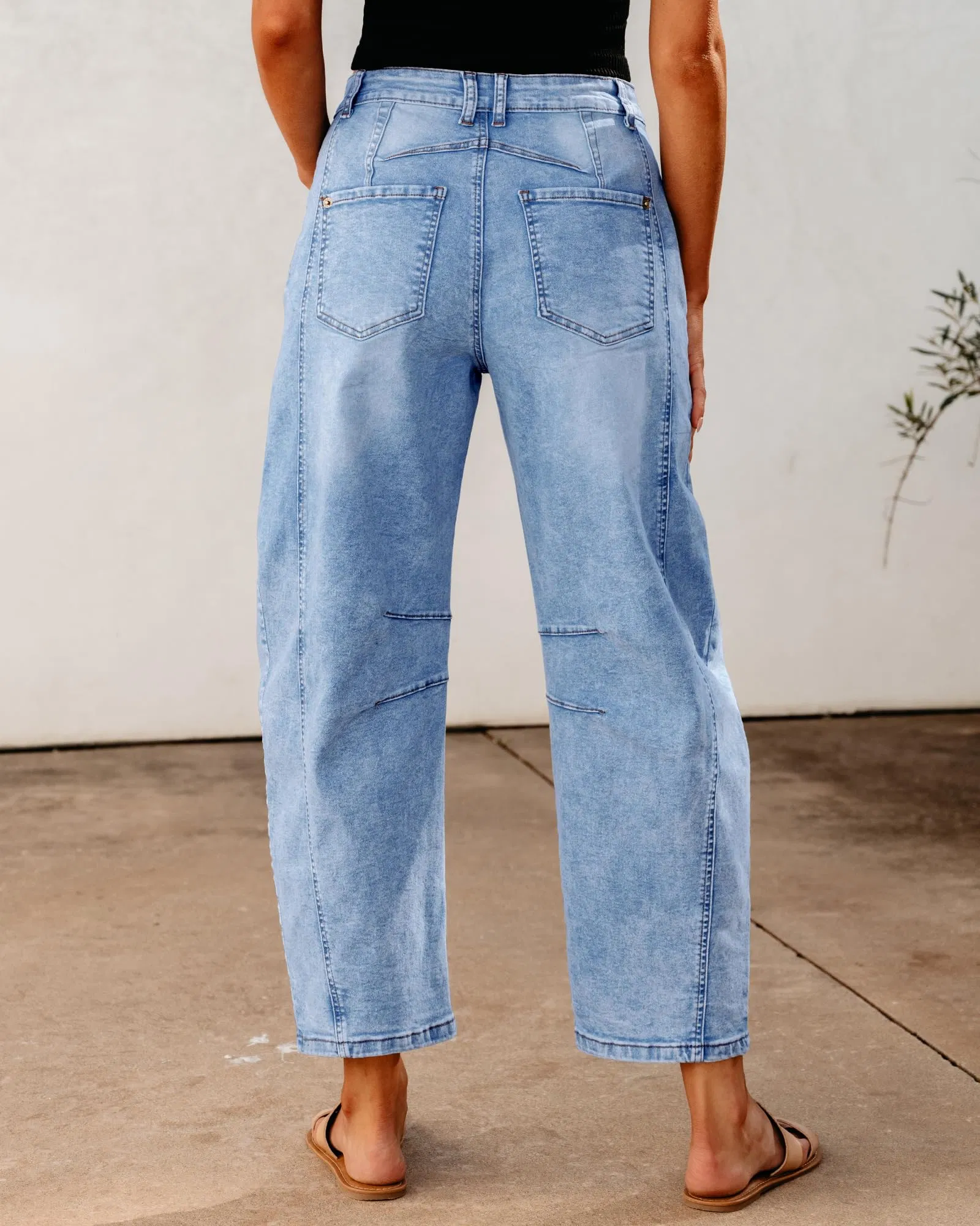 Barrel Jeans for Women High Waisted Wide Leg Baggy Cropped Relax Fit Denim Trouser Pants