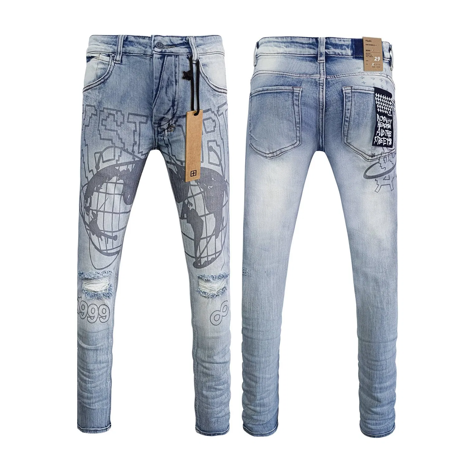 Luxury Hip Hop Jeans Mens Pants Trousers Stacked Denim Y2K Distressed High Quality Designer Brand Jeans