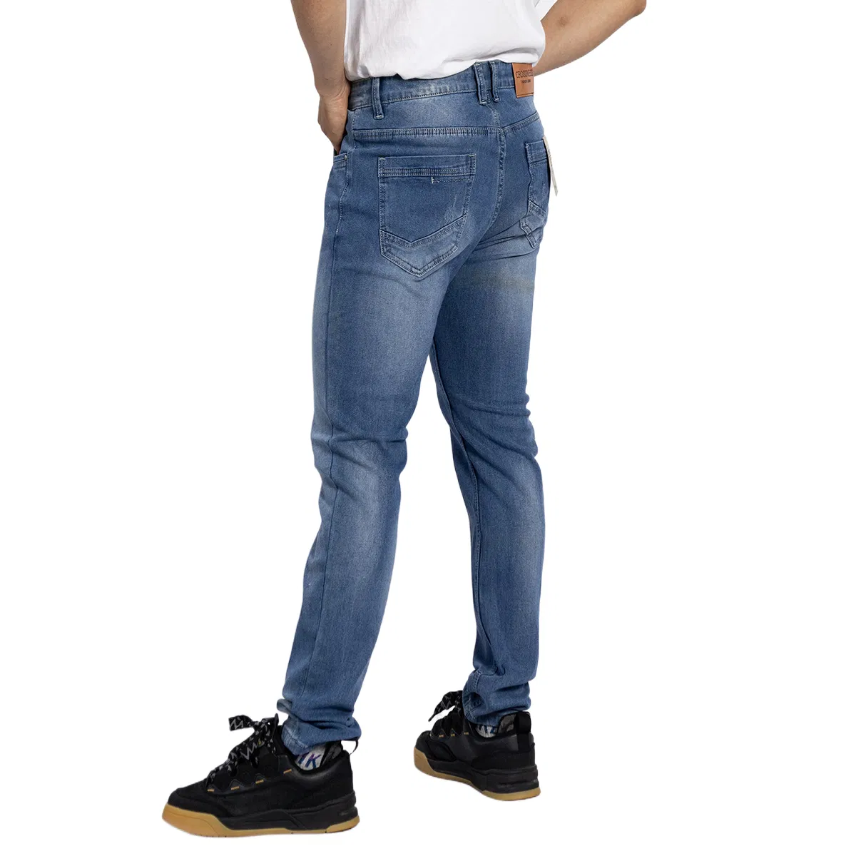 Custom Distressed Blue Soft Cotton Denim Ripped Straight Men Slim Denim Jeans