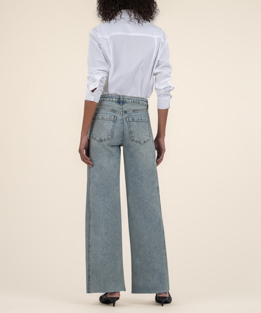 Vintage Washed Cropped Raw Hem Denim Pants Women's Wide Leg Loose Fit Denim Trousers Oversized Fashion Female Baggy Jeans