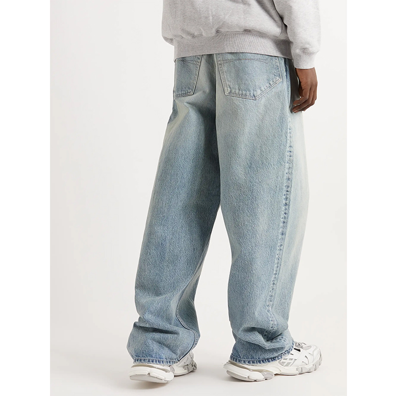 New Fashion Men's High Jeans Washed Casual Jeans Loose Type Pants Straight Leg Men Denim Pants