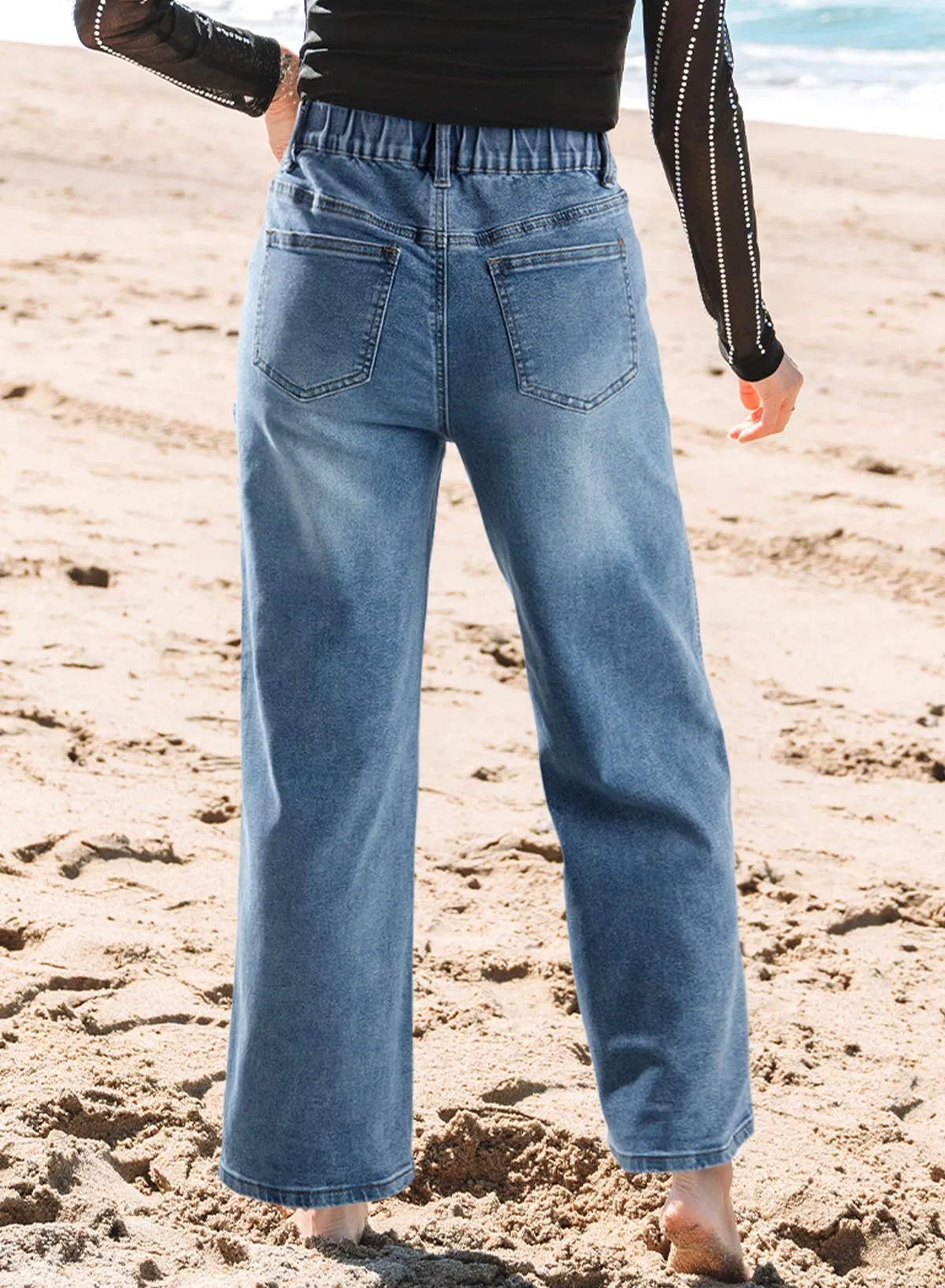 Dear-Lover Wholesale Pantalones Mujer Boutique Dropshipping Suppliers Star Patchwork Cropped Wide Leg High Waist Denim Jeans