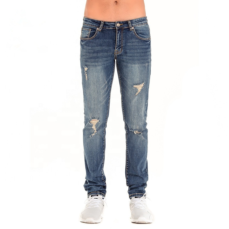 Custom Destroyed Denim Jeans Ripped Skinny Jeans