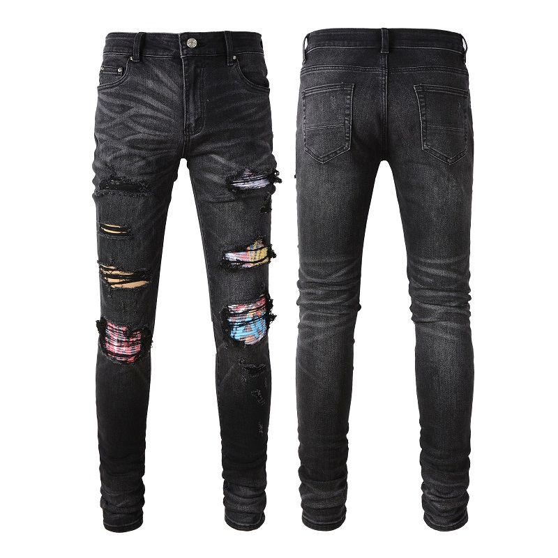 Wholesale High Quality Designer Jeans Cotton Straight Leg Custom Ripped Slim Fit Skinny Jeans Men