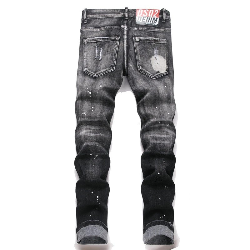 Dsq Brand Custom Denim Casual Stylish Jeans for Men High Waist Skinny Jeans Ripped Hole Blue Baggy Fashion Jeans Pants