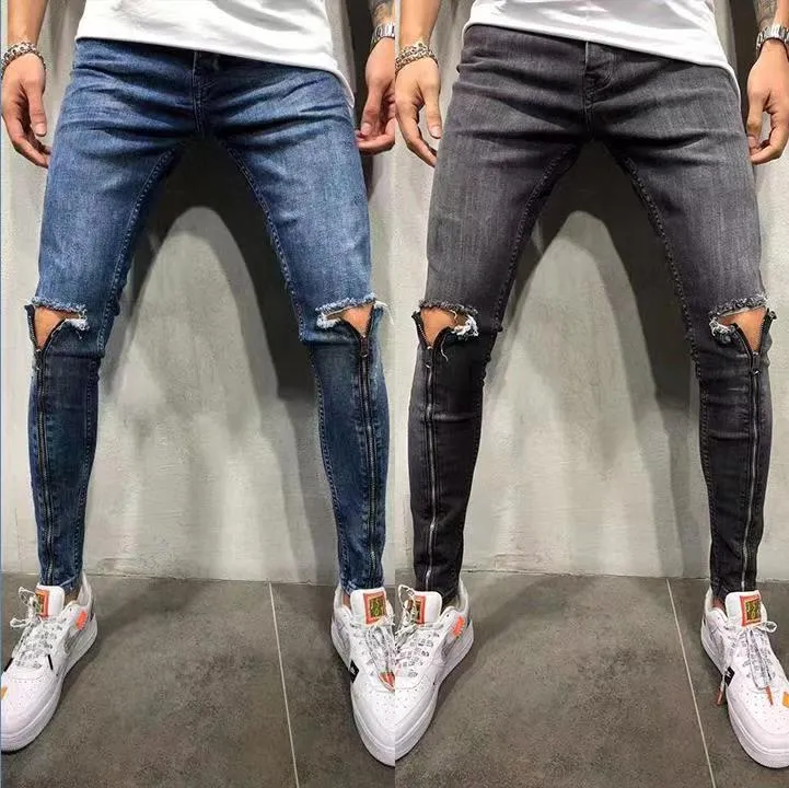 Ripped Zipper Denim Jeans 5