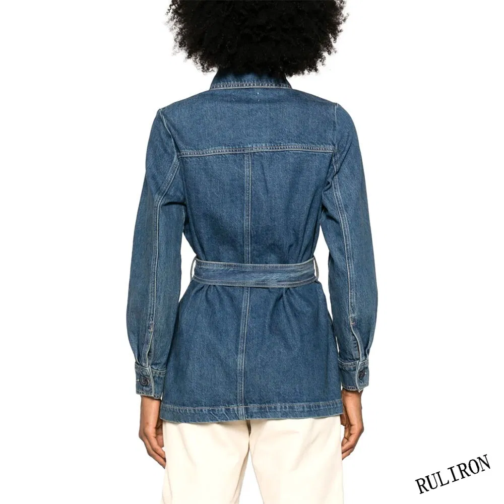 Custom Outdoor Oversized Women's Ladies Winter Cotton Warm Denim Casual Outwear Fall Jacket Button up Coat