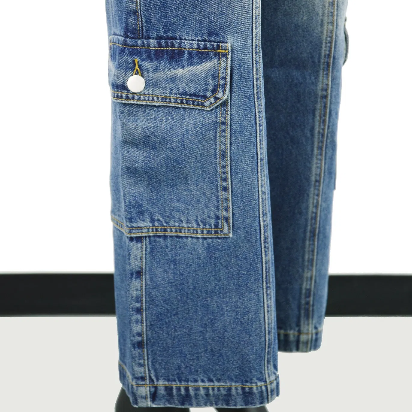 GM02 Loose High Waist Women's Straight Fit Denim Jeans with Side Pockets