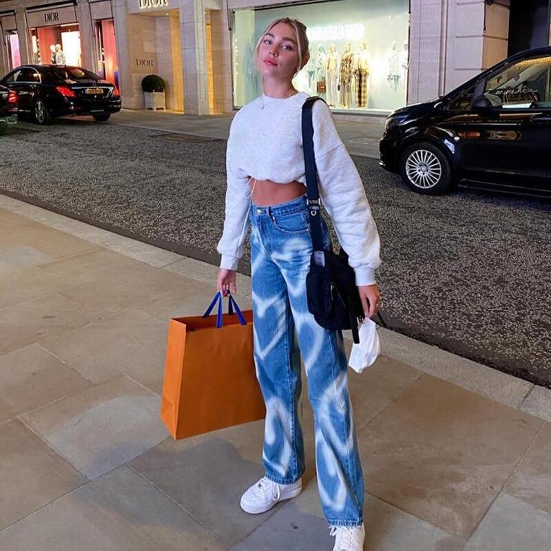 Women Clothing Women's High Waist Wide Leg Pants Jeans Fashion Garment