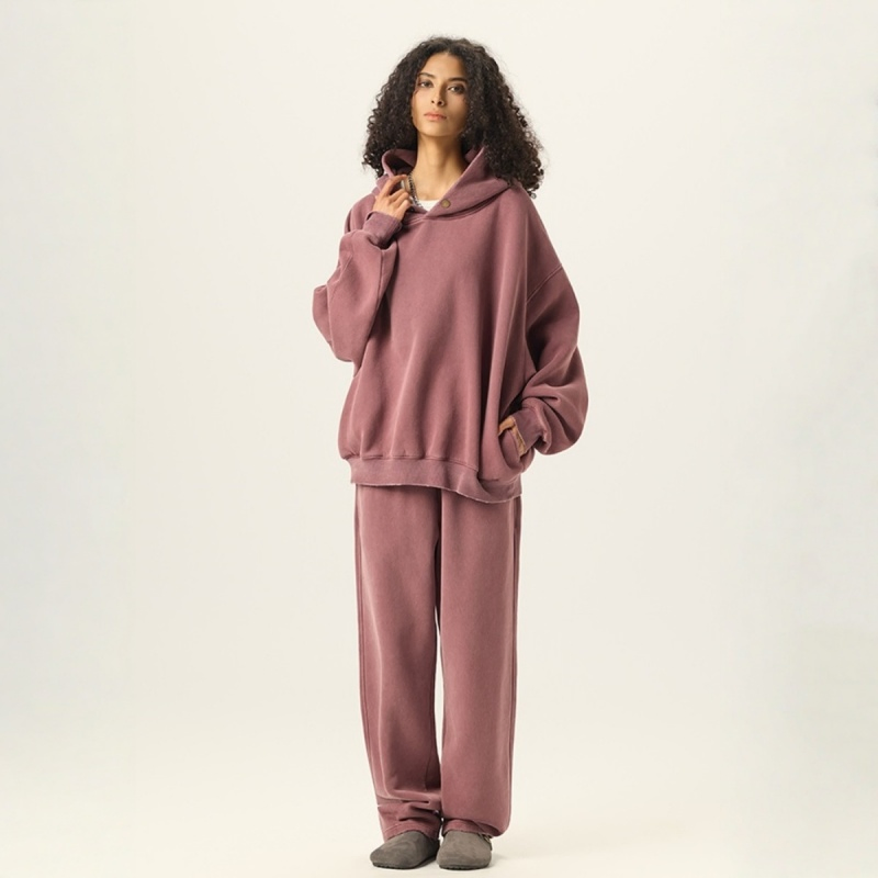 Vintage Distressed Pullover Blank Fleece Oversized Heavyweight Acid Washed Hoodie