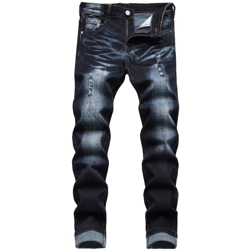 Mens Slim Fit Stretch Jeans Ripped Skinny Jeans for Men Distressed Straight Leg Fashion Comfort Flex Waist Pants