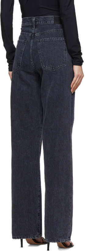 Wide-Leg Relaxed Women High-Waisted Denim Jeans with Black