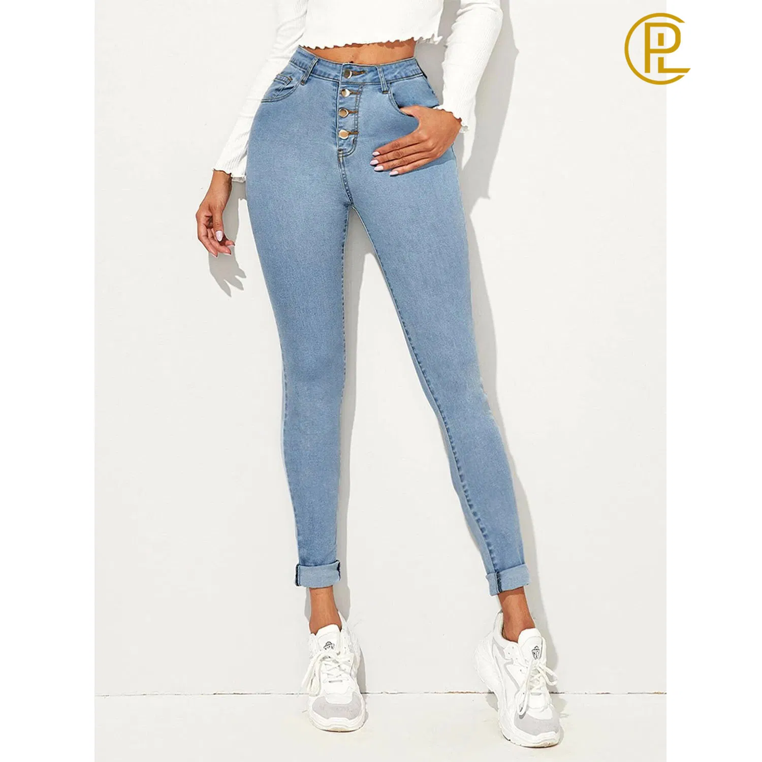 Four Colors 2020 Summer Fashion Button Skinny Sexy Jeans
