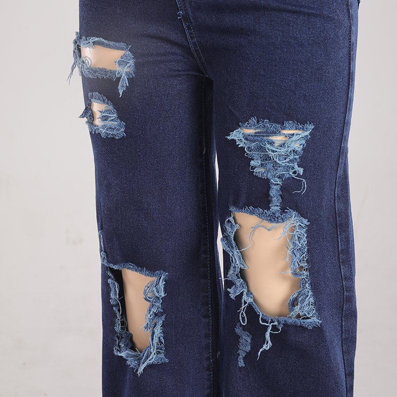 High Waist Ripped Women Jeans Washed Light Color Straight Wholesale Casual Vintage OEM Service Digital Printing Woven Denim 22