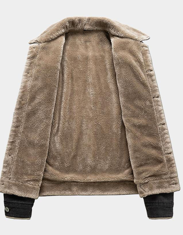 Sherpa Thickened Warm Winter Fashion Custom Fleece Lined Trucker Denim Jacket