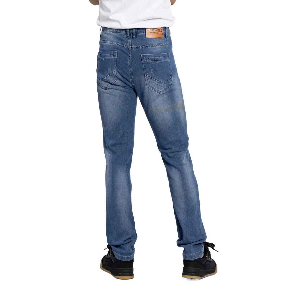 Custom Distressed Blue Soft Cotton Denim Ripped Straight Men Slim Denim Jeans