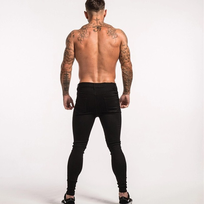 Men Slim Fit Pants Ripped Men`S Trousers Distressed Skinny Denim Jeans Stretch Jeans