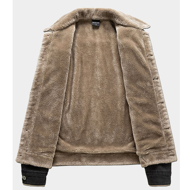 Men's Vintage Sherpa Lined Jean Coat Outerwear Winter Warm Thick Fleece Button up Denim Jacket