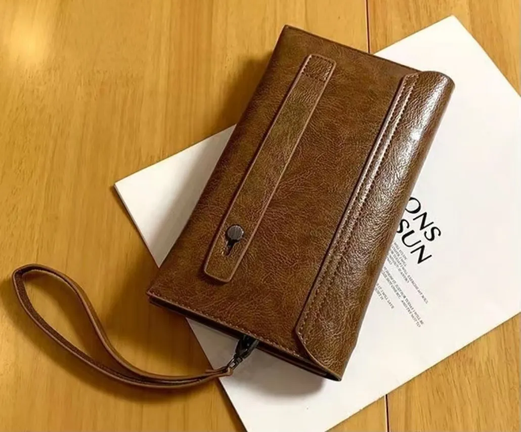 Factory Wholesale PU Leather Clutch Purse for Men