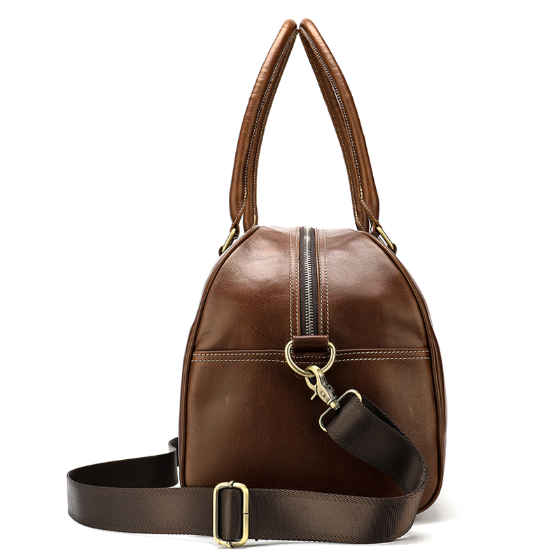 100% Leather Duffel Bag Travel Bag for Men