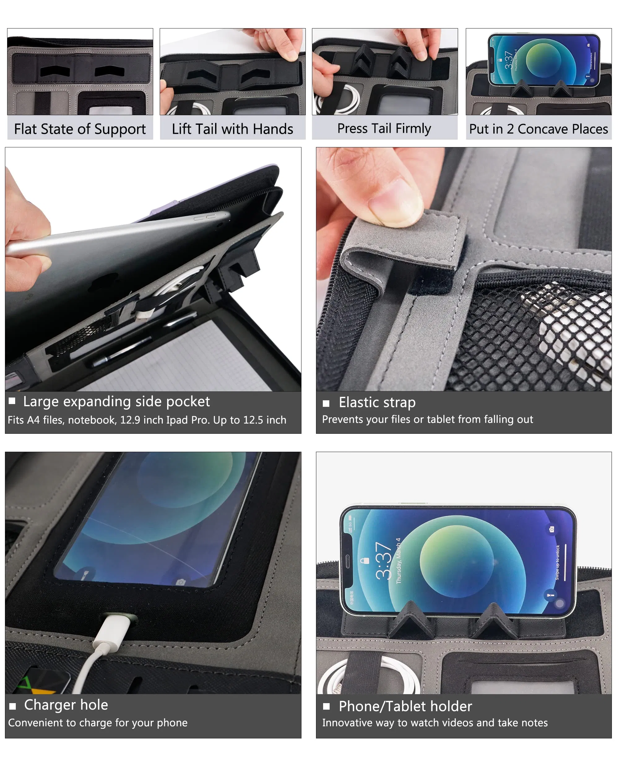 New Design Wholesale Briefcase A4 Clip Folder Leather Portfolio with Great Price