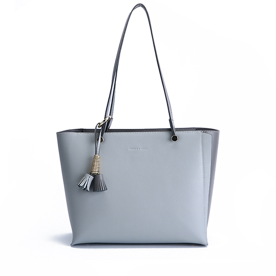 Blue Cow Leather Square Simple European Design Tote Bag