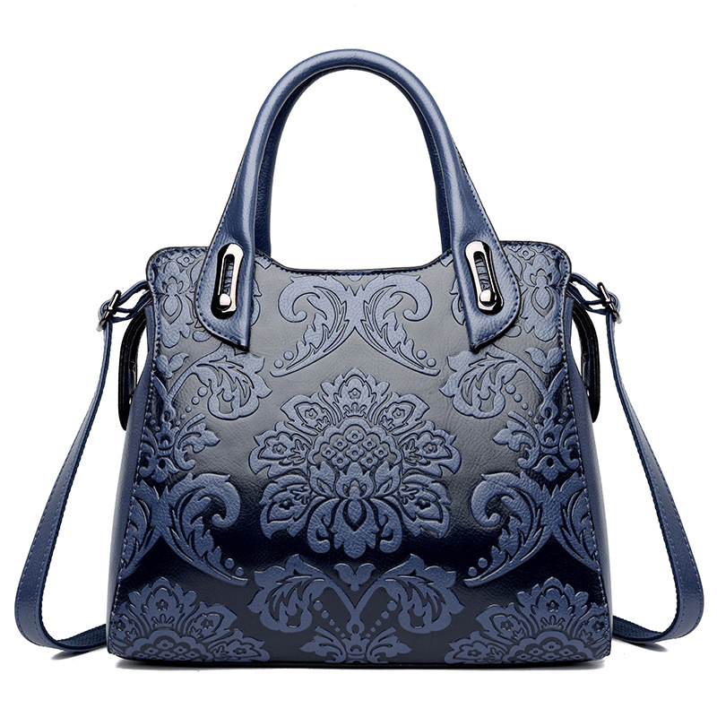 (V604) Lady Fashion PU Leather Embossed Flower Pattern Bag Women Tote Handbag