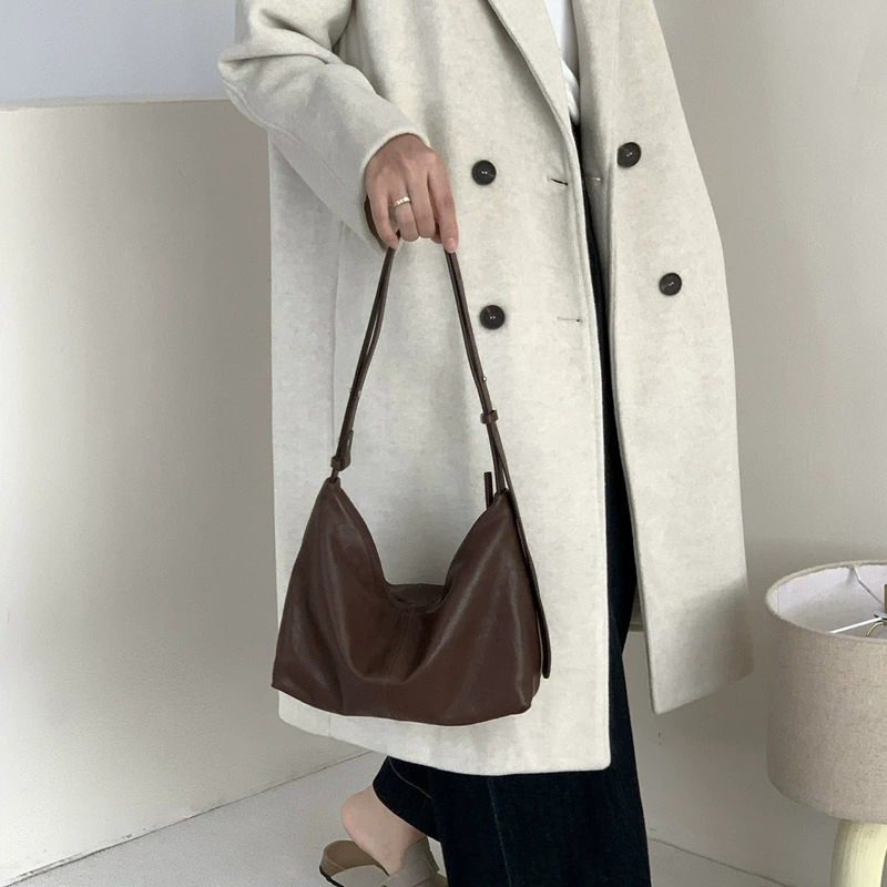 Sheepskin Hobo Bag - 2025 New Model - Genuine Leather Crossbody Bag Over The Shoulder - Small-Scale Retro Soft Leather Clutch Bag Women Handbags