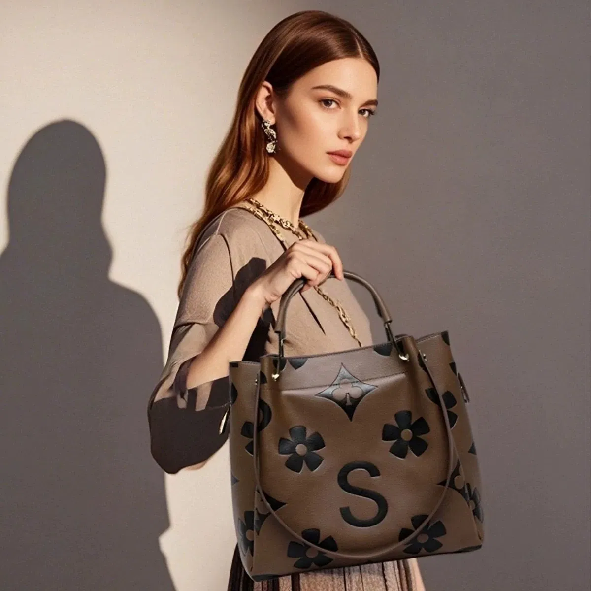 New Leather Handbag Tote Bag - Stylish and High-Quality Women's Bag with Embossed Design, Single Shoulder Bag, Large Capacity, Bucket Bag