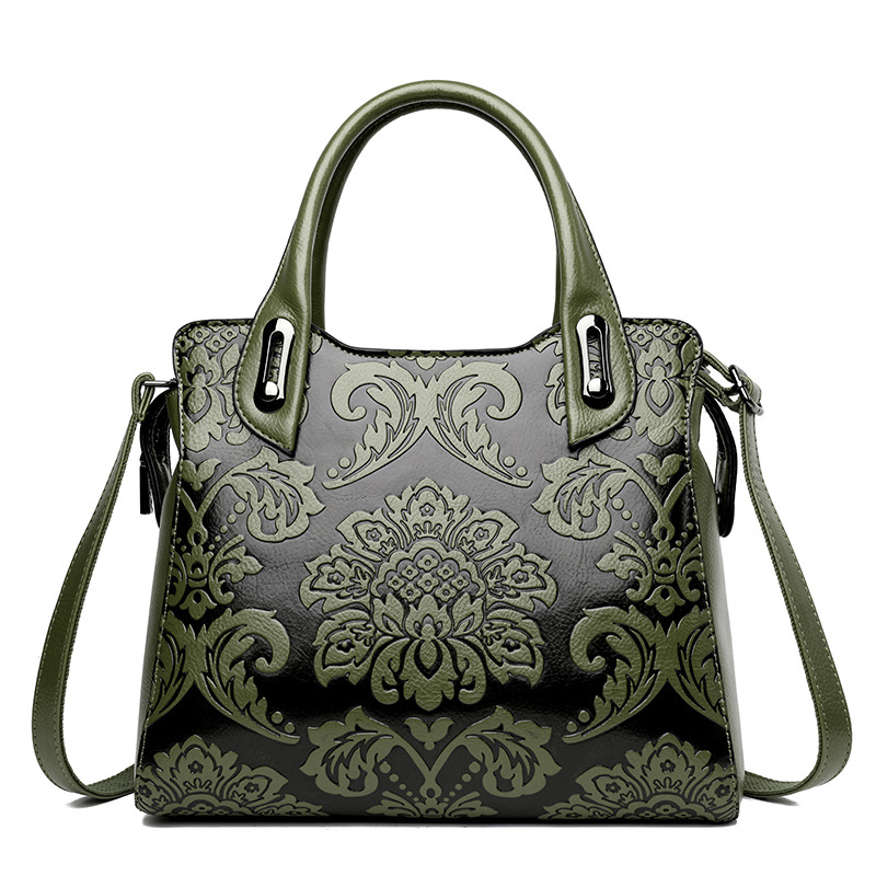(V604) Lady Fashion PU Leather Embossed Flower Pattern Bag Women Tote Handbag