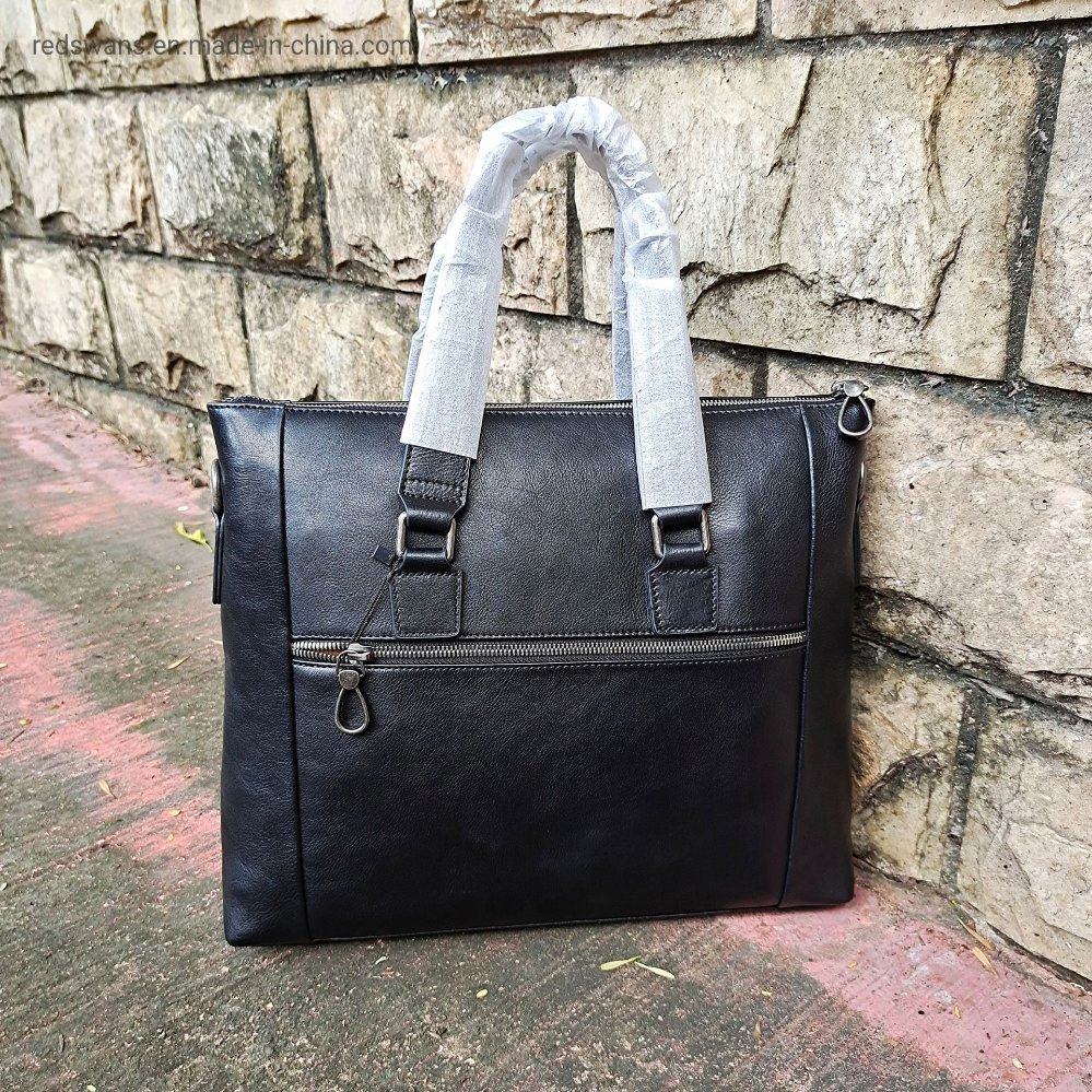 Black Vegetable-Tanned Leather Briefcase 15inch Laptop Messenger Bags for Men and Women Best Office School College Briefcase Satchel Bag RS-Ypsy-6528