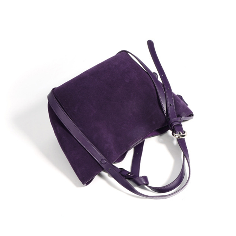 Wholesale Purple Suede Leather Crossbody Tote Bag for Women