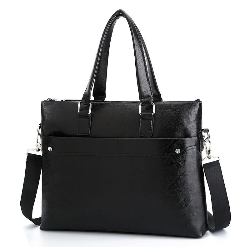 Hot Trendy Retro Official Handbag Factory Business Travel Waterproof PU Leather Bag Fashion Shoulder Bag Flat Crossbody Men Tote Bag