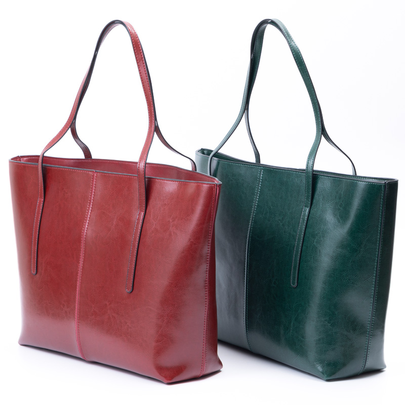 Fashion Women's Soft PU Leather Handbag Shoulder Vintage Oil Wax Leather Large Capacity New Tote Bag