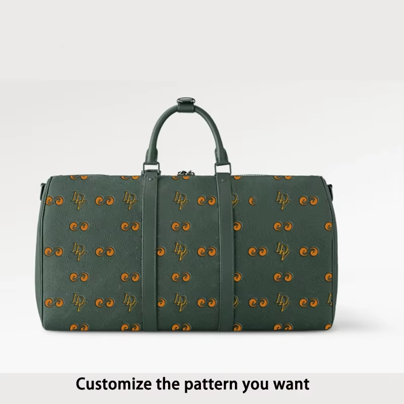 Custom Genuine Leather Travel Weekender Overnight Duffel Bag Gym Sports Tote Duffel Bag Men Embroidered Details Music Instrument for Elementary Students