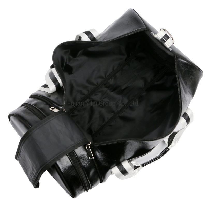 Custom Logo Waterproof Leather Mens Gym Bag Women Sport Travel Duffel Bags with Shoes Compartment