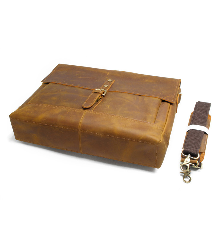 Vintage Brown Briefcase Leather Laptop Bag Document Portfolio Leather Briefcase
