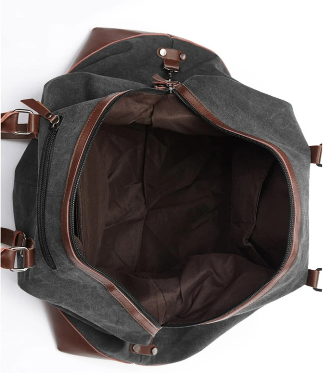 Canvas Holdall Travel Carry on Duffel Bags Plus Handbag Shoulder Bag Crossbody Overnight Weekend Duffle Bag with PU Leather Handle