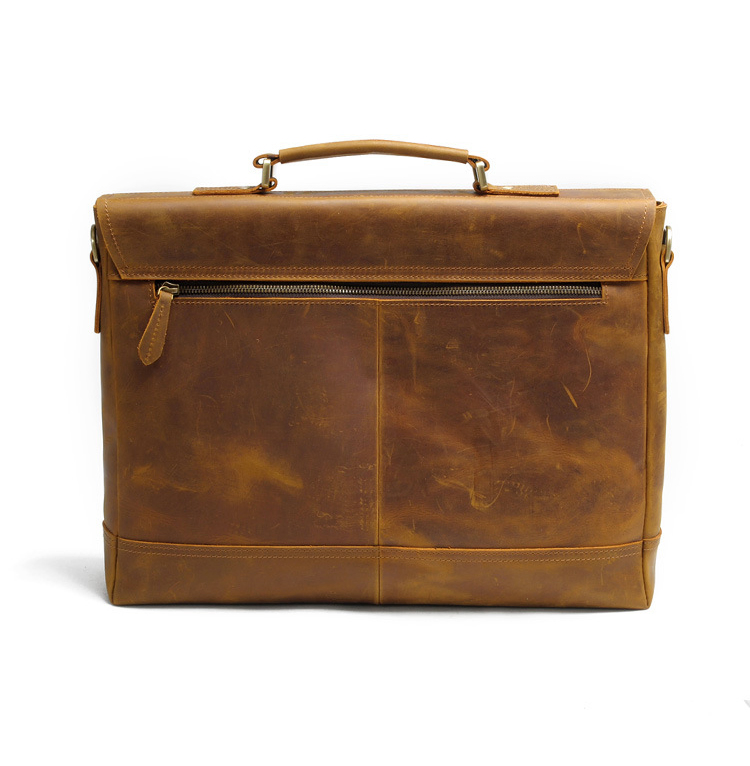 Vintage Brown Briefcase Leather Laptop Bag Document Portfolio Leather Briefcase