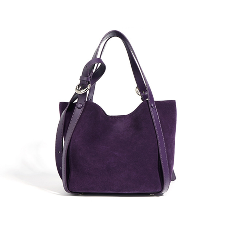 Wholesale Purple Suede Leather Crossbody Tote Bag for Women