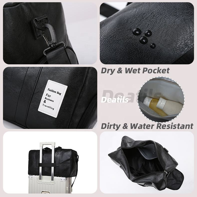 Luxury PU Leather Big Capacity Waterproof Dry Wet Separation Travel Lady Duffel Bag