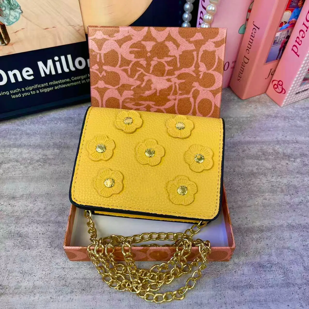 Wholesale Replica Online Store Leather AAA Wallet Carteras Mujer Ladies Small Purse Chain Flower Mini Designer Bag