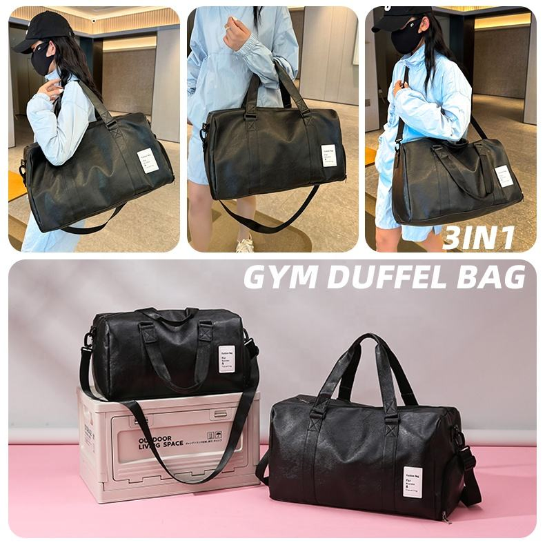 Luxury PU Leather Big Capacity Waterproof Dry Wet Separation Travel Lady Duffel Bag