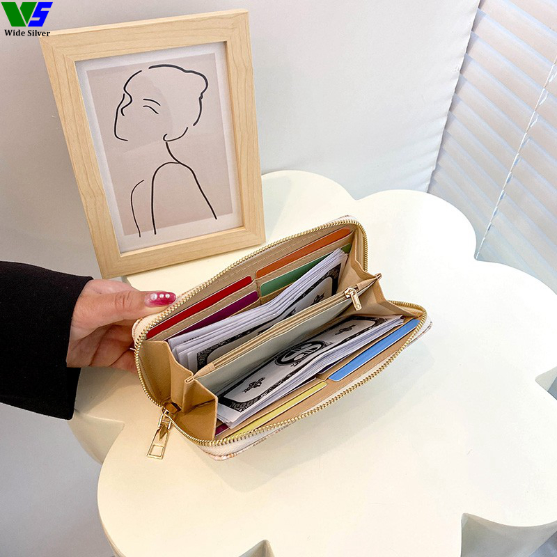 Wide Silver Rushed Casual Ladies Wallets and Purses Women Zipper 2023