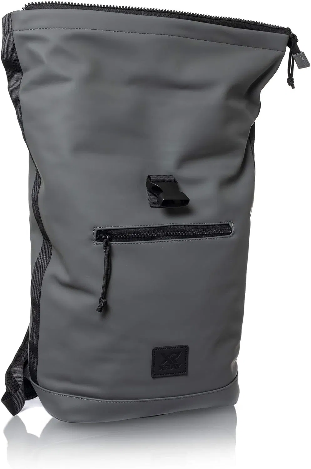 Men Women Travel Casual Roll up Top Vegan Leather Backpack