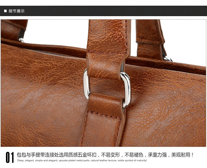 Hot Trendy Retro Official Handbag Factory Business Travel Waterproof PU Leather Bag Fashion Shoulder Bag Flat Crossbody Men Tote Bag