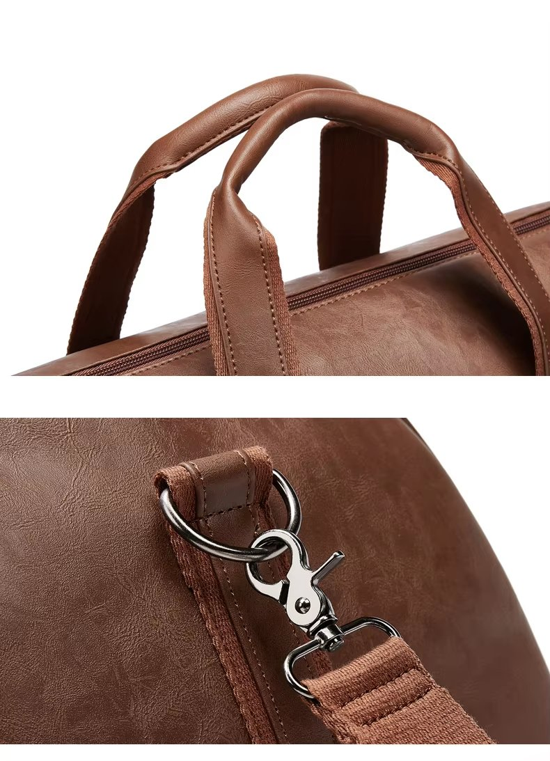 Wholesale PU Leather Duffel Bag for Men Business Suit Travel Bag with Zipper Luggage