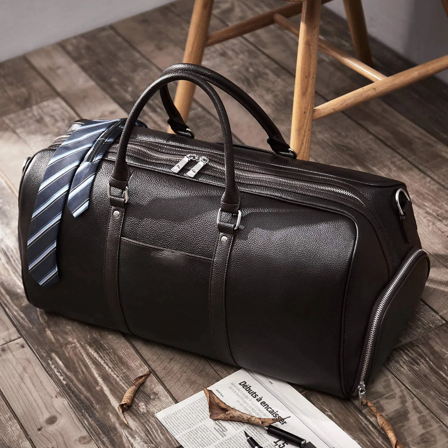 High Quality Leather Travel Duffel Bag Weekender Overnight Bag